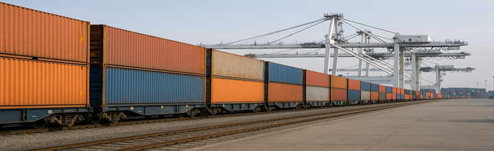 Tren de contenedores en operación intermodal centro–sur