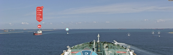 Interfaz de puente con conexiones entre naves y paneles de navegación